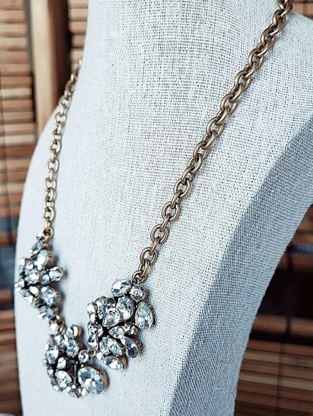 J. Crew Formal Clear Rhinestone Statement Necklace With Dust Bag Formal Bridal - Picture 2 of 16